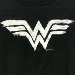 DC Comics Wonder Woman White Logo Black Kids Small Shirt Comic Book